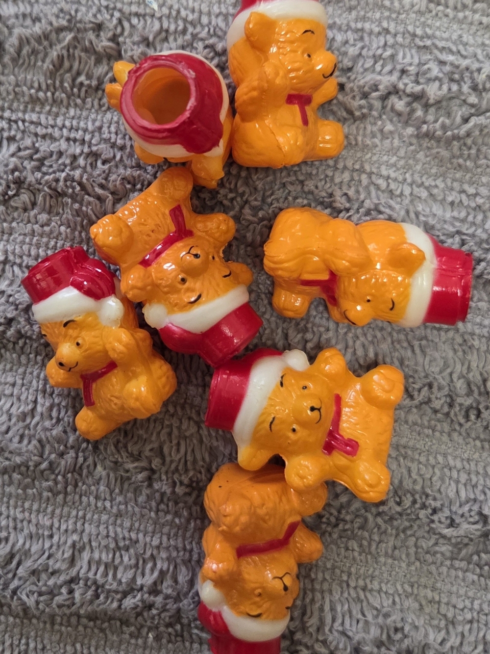 Vintage Blow Mold Teddy Bear Christmas Tree Light Covers, Set Of 7, 3 In